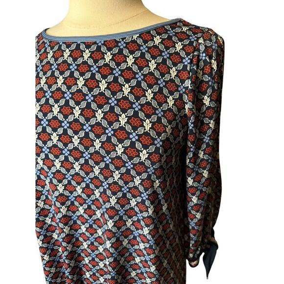 Max Studio Geometric Shift Dress Small Red Blue Print Open 3/4 Sleeve - Picture 2 of 9
